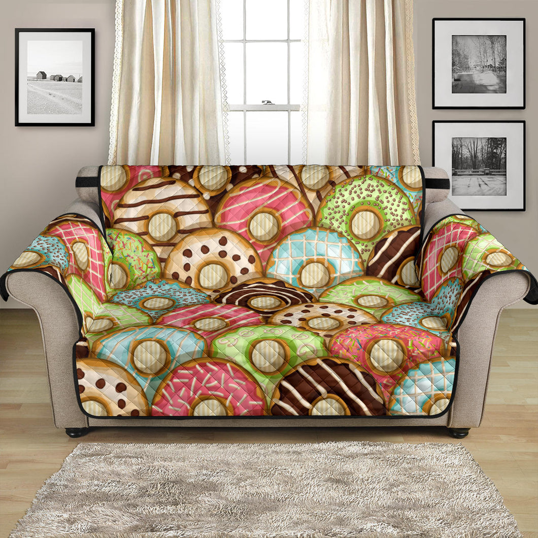 Donut Pattern Background Loveseat Couch Cover Protector