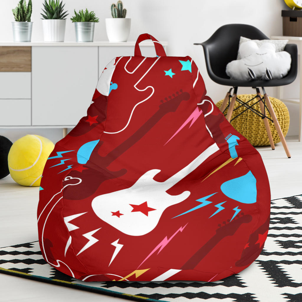 Electical Guitar Red Pattern Bean Bag Cover