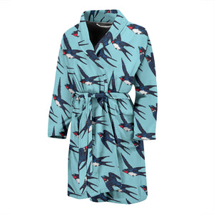 Swallow Pattern Print Design 01 Men Bathrobe