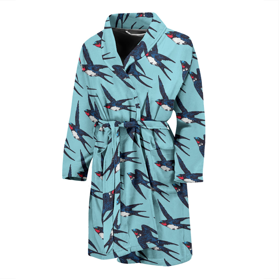 Swallow Pattern Print Design 01 Men Bathrobe