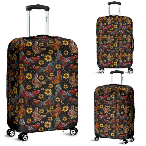 Rooster Chicken Flower Pattern Luggage Covers