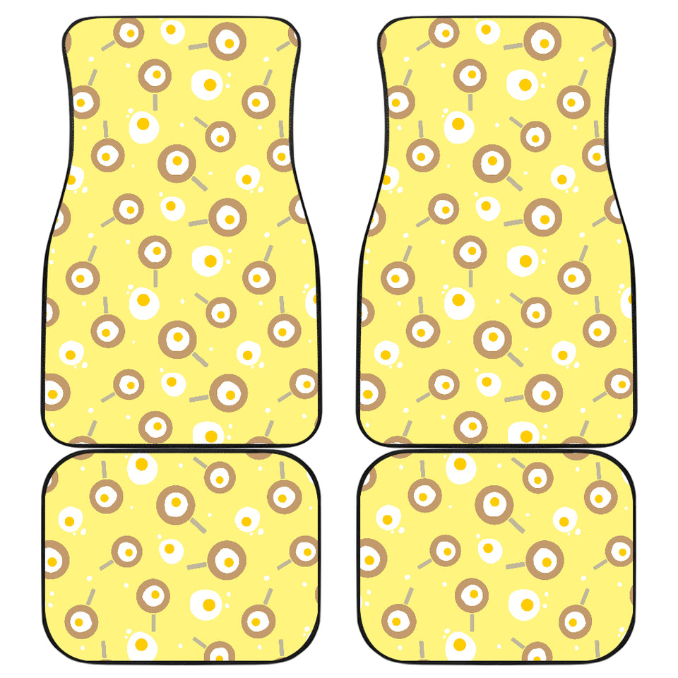 Fried Eggs Pattern Print Design 03 Front and Back Car Mats