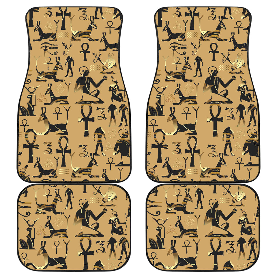 Egypt Hieroglyphics Pattern Print Design 02 Front and Back Car Mats