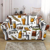 Beer Cheer Pattern Loveseat Couch Slipcover