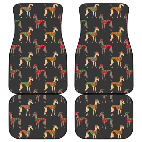 Greyhound Pattern Print Design 01 Front and Back Car Mats