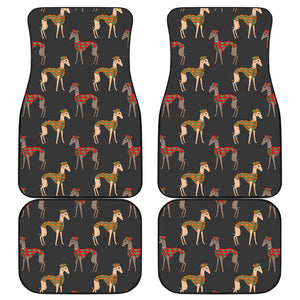 Greyhound Pattern Print Design 01 Front and Back Car Mats