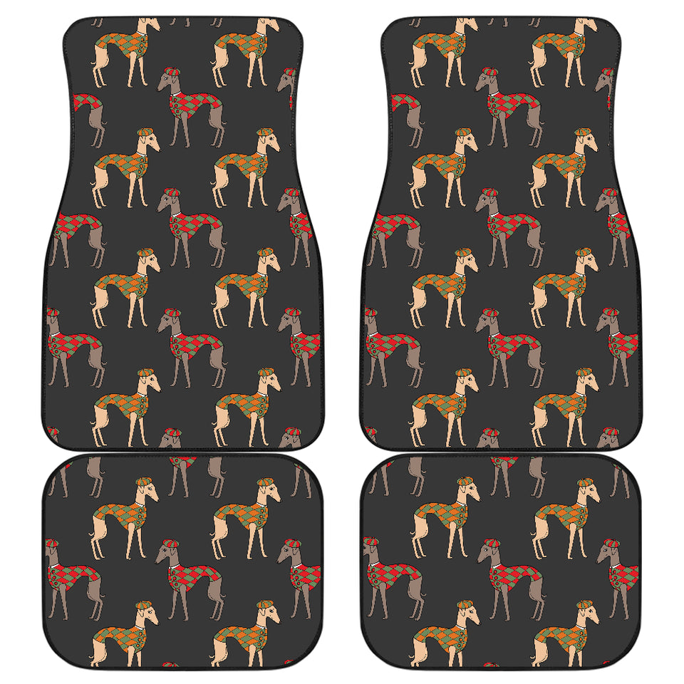 Greyhound Pattern Print Design 01 Front and Back Car Mats