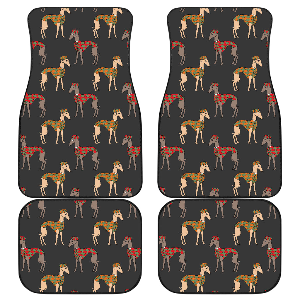 Greyhound Pattern Print Design 01 Front and Back Car Mats