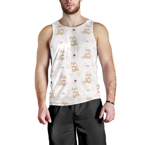 Cute Shiba Inu Heart Pattern Men Tank Top