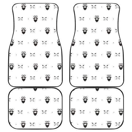 Mustache Beard Pattern Print Design 01 Front and Back Car Mats