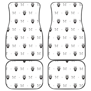 Mustache Beard Pattern Print Design 01 Front and Back Car Mats