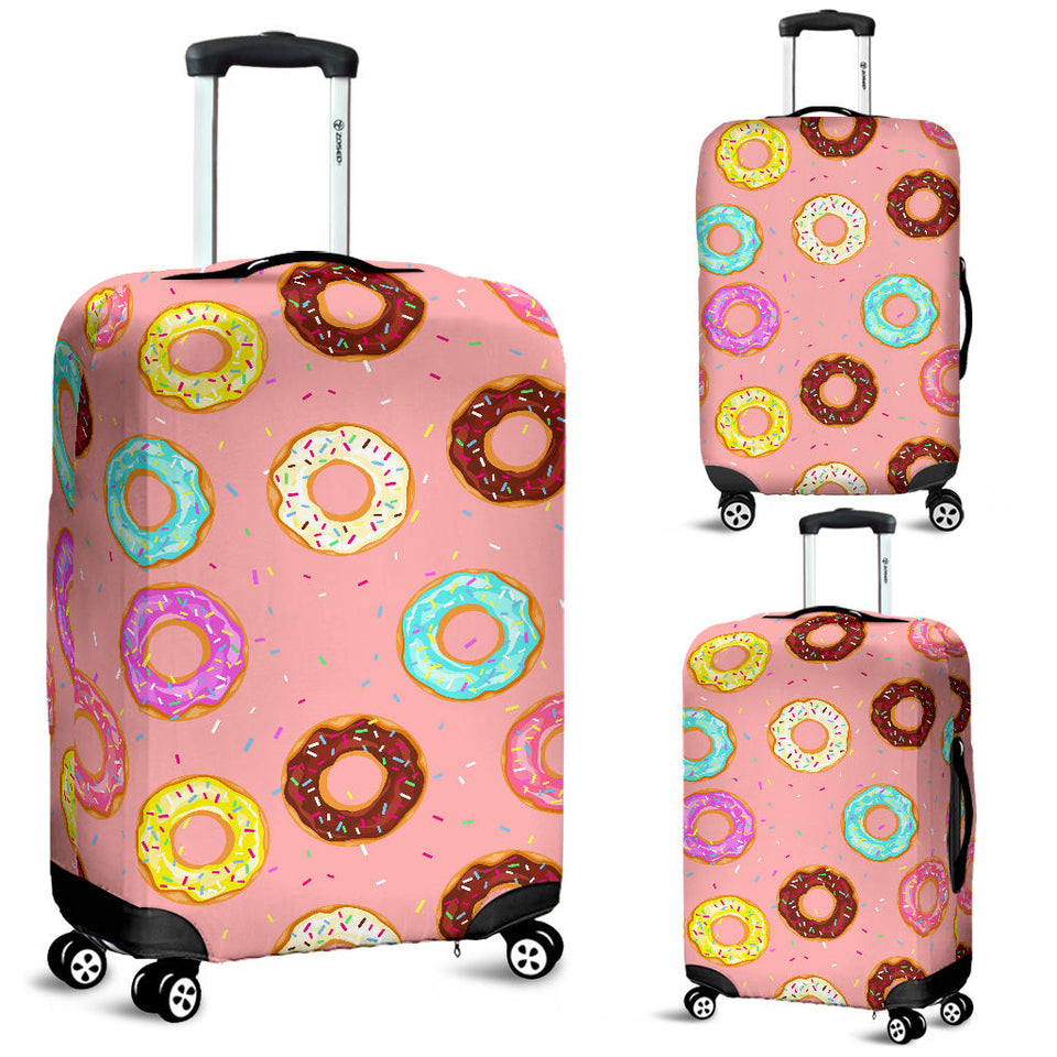 Donut Pattern Pink Background Luggage Covers