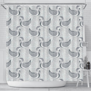 Swan Gray Pattern Shower Curtain Fulfilled In US