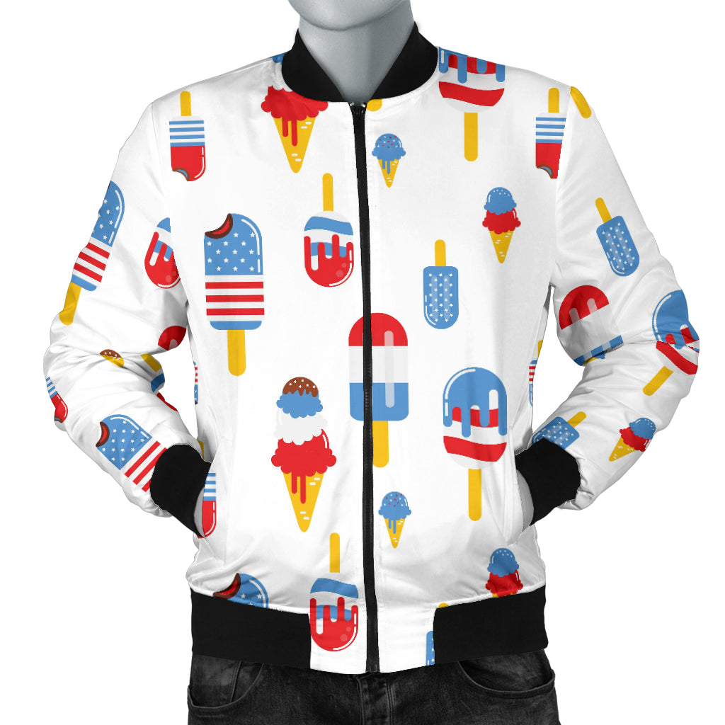 Ice Cream USA Theme Pattern Men Bomber Jacket