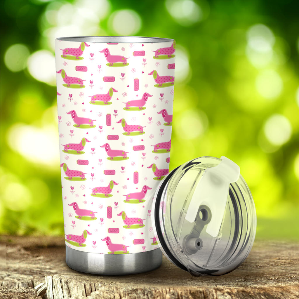 Pink Dachshund Pattern Tumbler