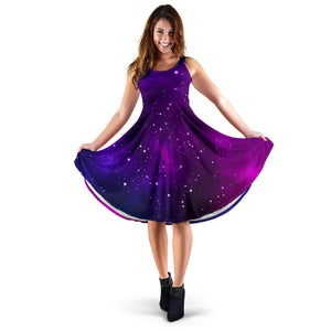 Pink Space Galaxy Pattern4 Sleeveless Midi Dress