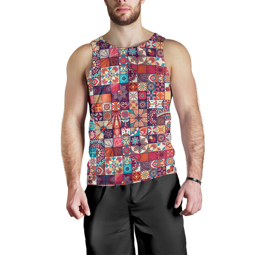 Vintage Decorative Elements Arabic Morocco Pattern Men Tank Top