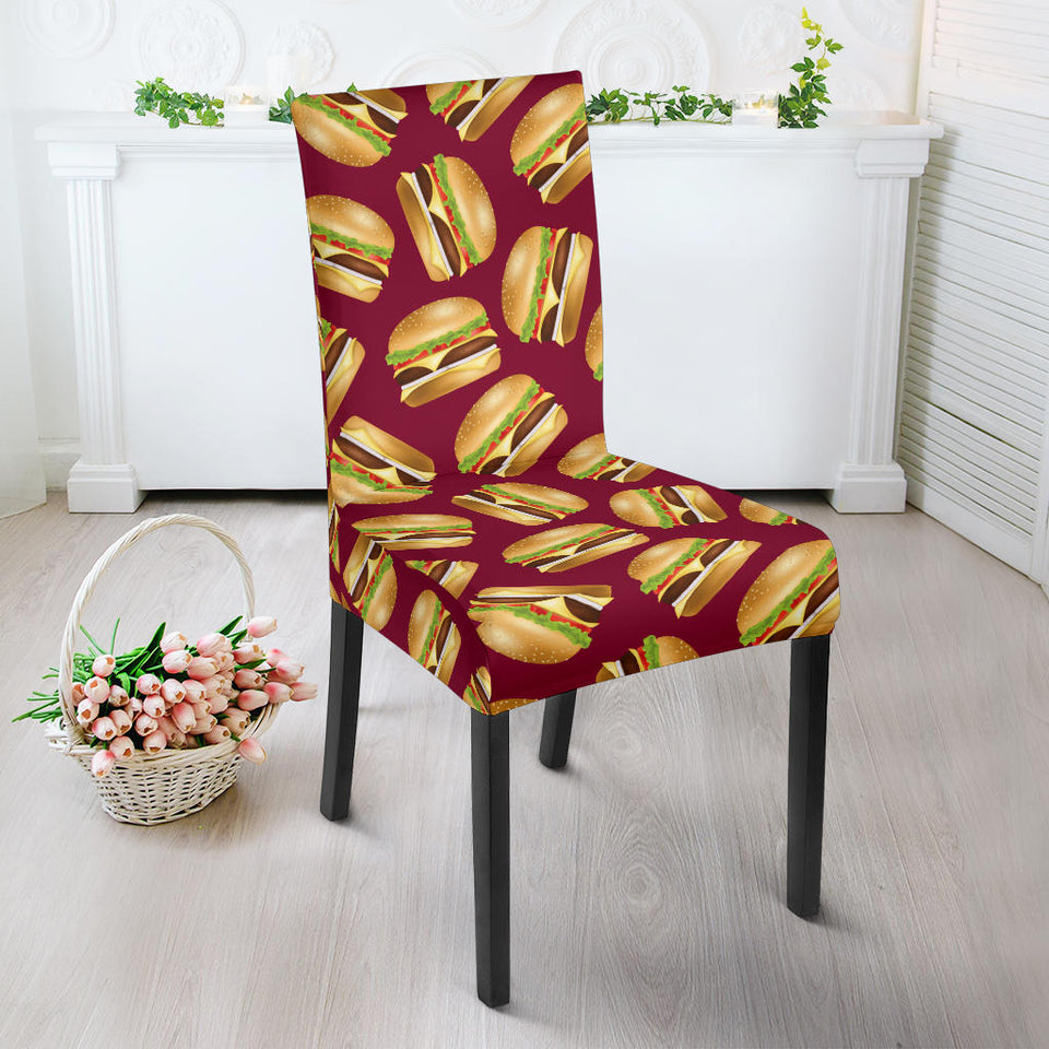 Hamburger Pattern Print Design 01 Dining Chair Slipcover