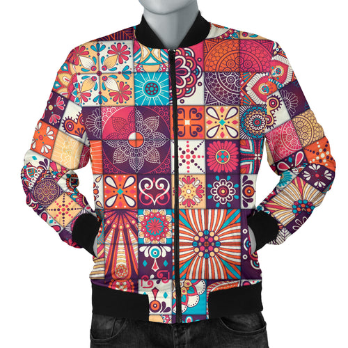 Vintage Decorative Elements Arabic Morocco Pattern Men Bomber Jacket