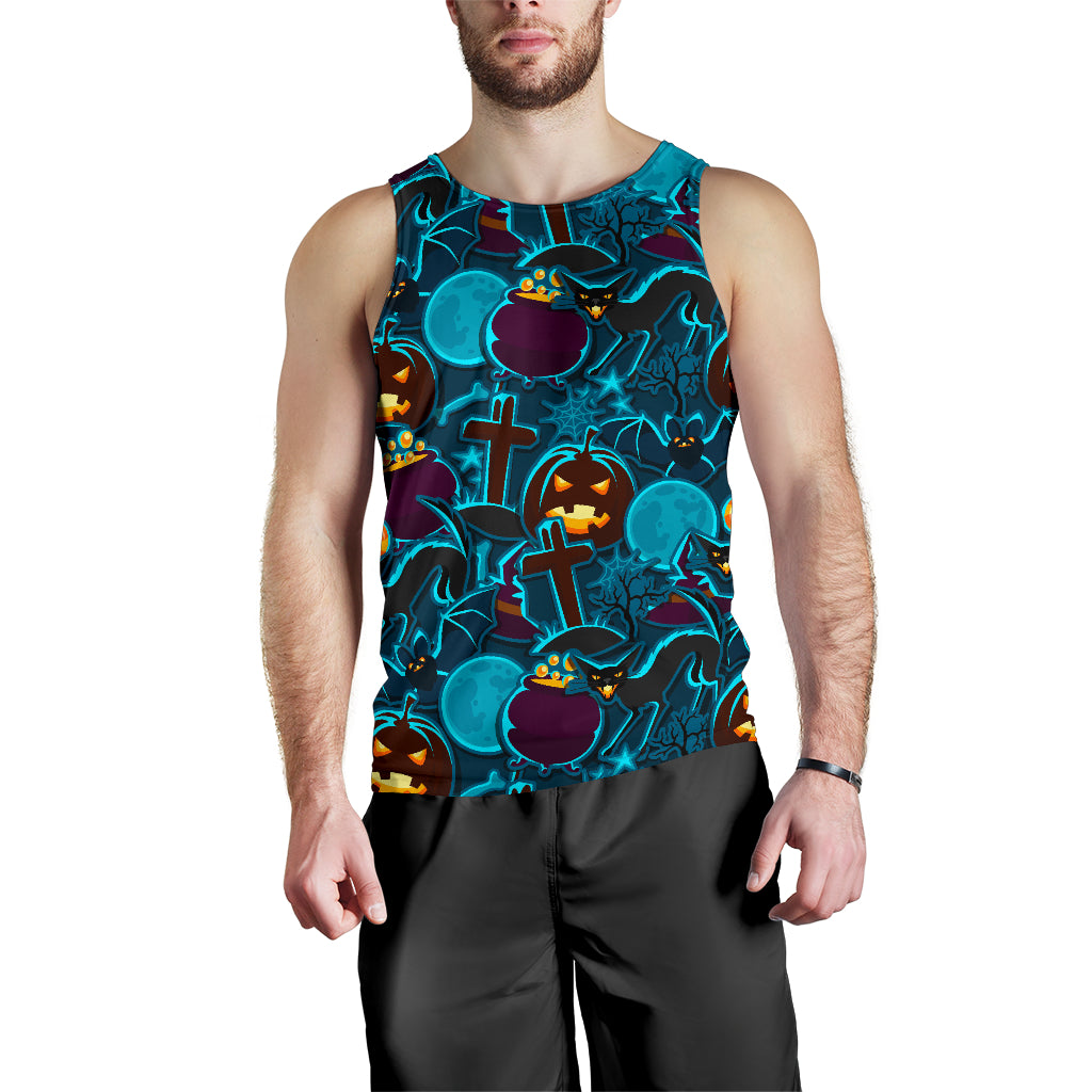 Halloween Pumpkin Cat Pattern Men Tank Top