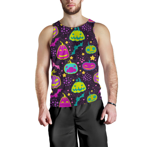 Halloween Pumpkin Bat Pattern Men Tank Top