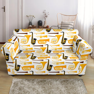 Saxophone Theme Pattern Loveseat Couch Slipcover