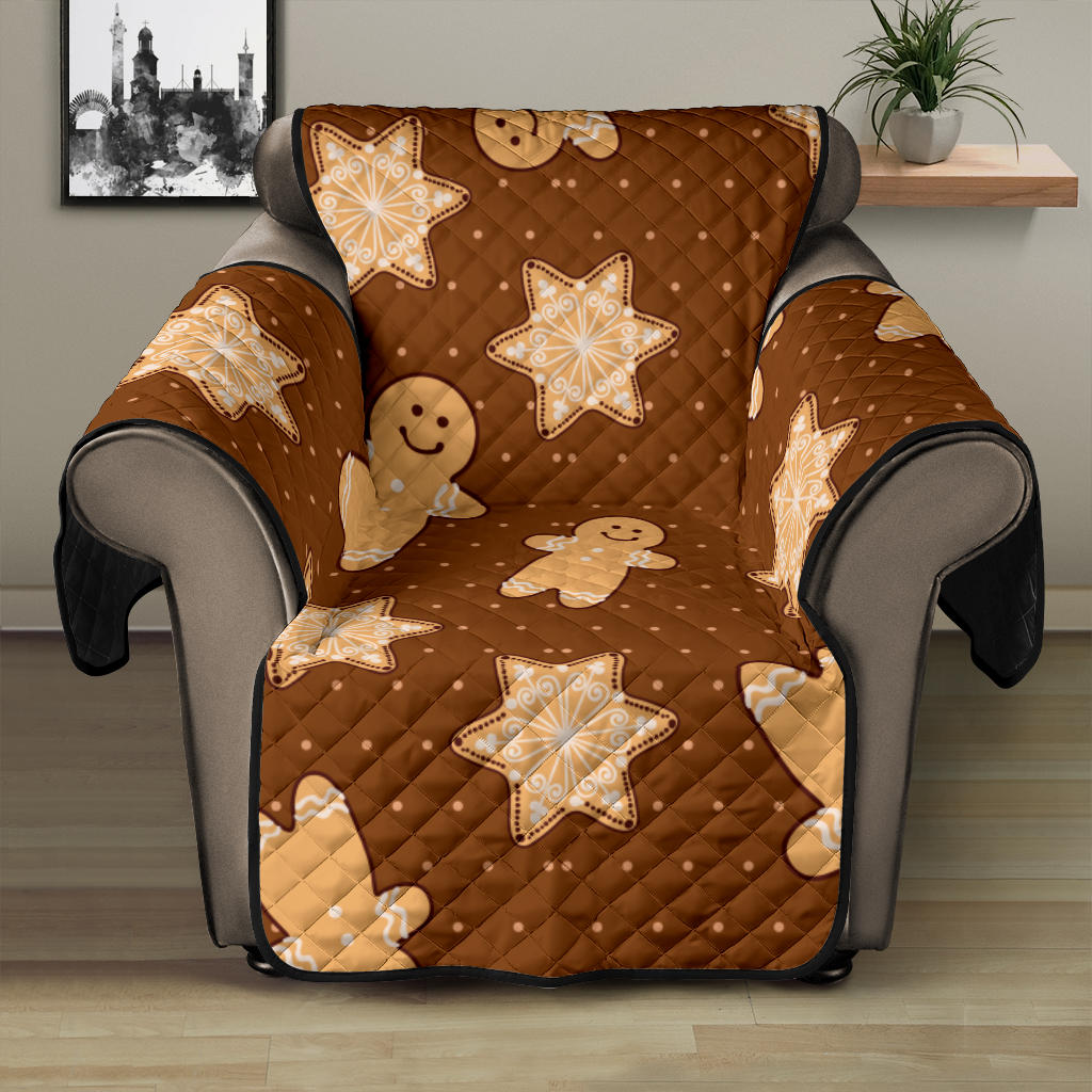 Christmas Gingerbread Cookie Pattern Recliner Cover Protector