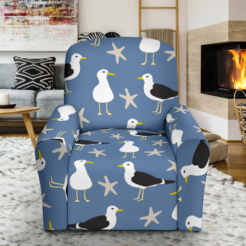 Seagull Pattern Print Design 01 Recliner Chair Slipcover