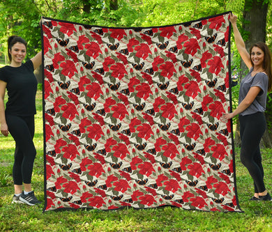 Hibiscus Pattern Print Design 04 Premium Quilt