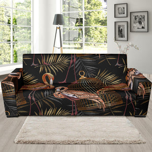 Flamingo Pattern Background Sofa Slipcover