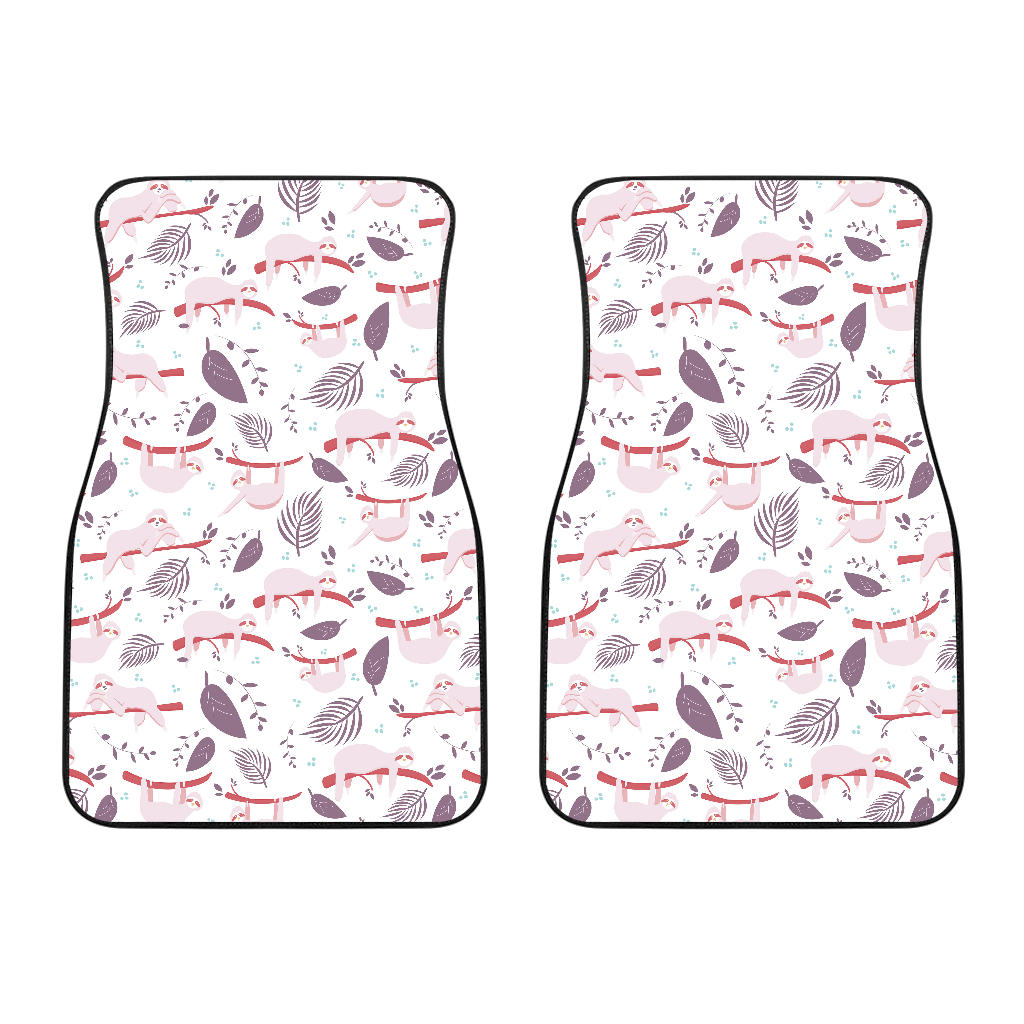 Sloth Leaves Pattern Front Car Mats