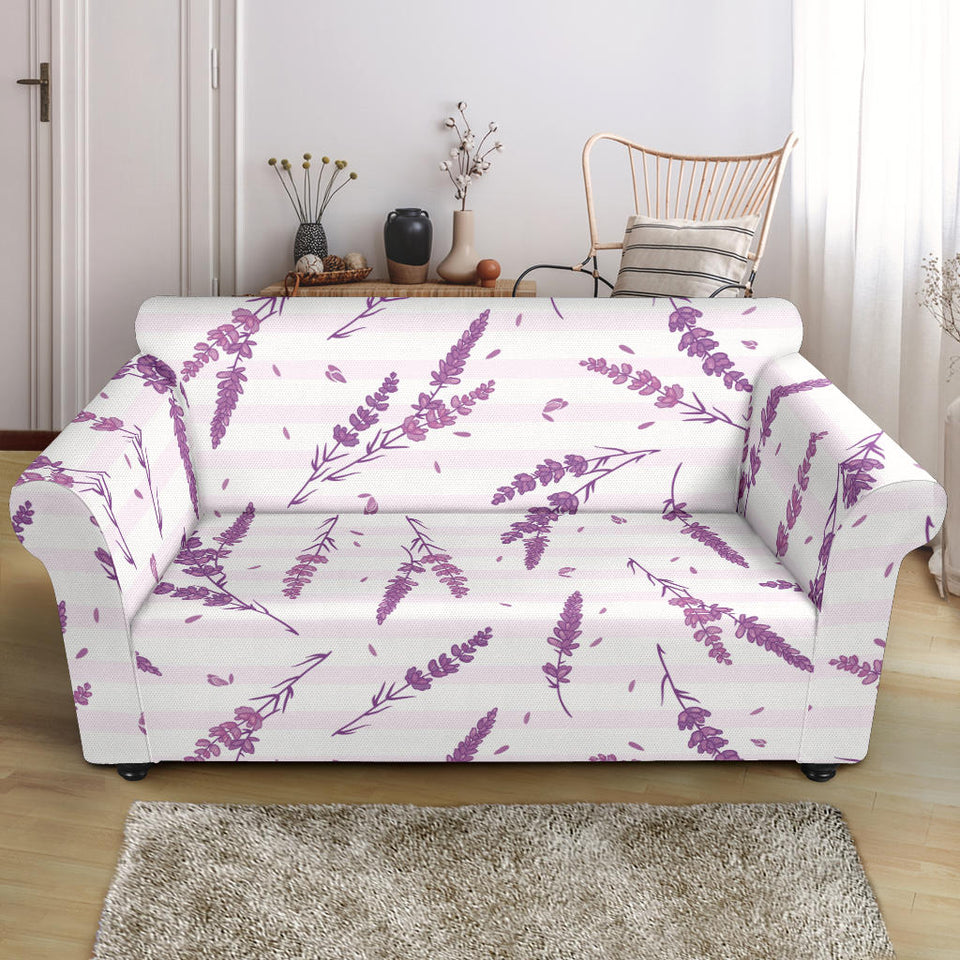 Lavender Pattern Stripe Background Loveseat Couch Slipcover