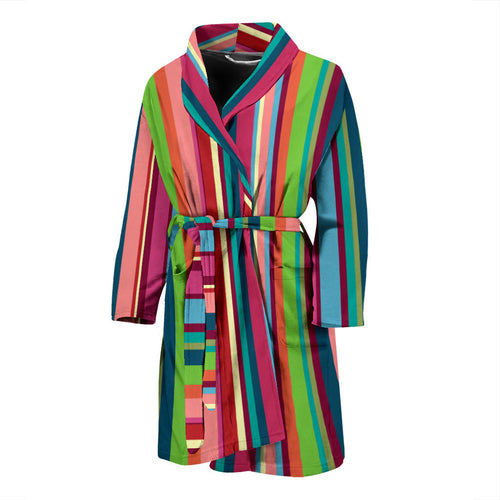 Rainbow Stripe Pattern Men Bathrobe