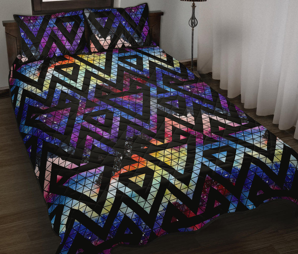 Space Colorful Tribal Galaxy Pattern Quilt Bed Set