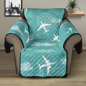 Airplane Cloud Pattern Green Background Recliner Cover Protector