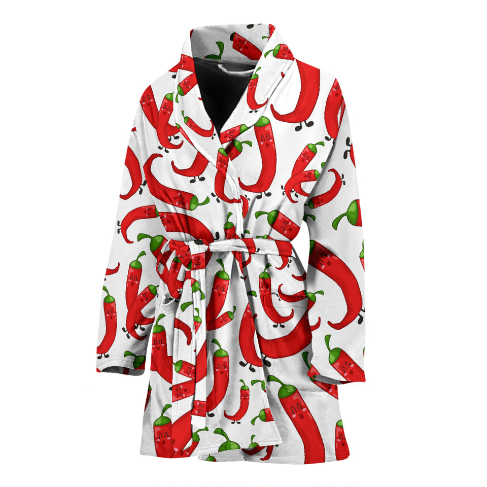 Red Chili Pattern Women Bathrobe