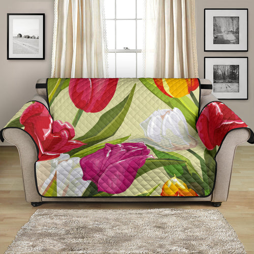 Colorful Tulip Pattern Loveseat Couch Cover Protector