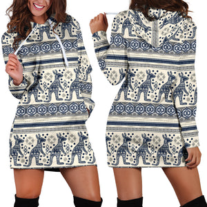 Kangaroo Aboriginal Pattern Ethnic Motifs Women Hoodie Dress