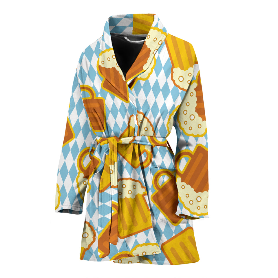 Beer Glass Pattern Women Bathrobe