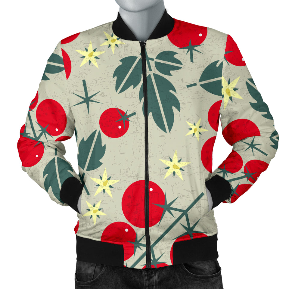 Hand Drawn Tomato Pattern Men Bomber Jacket