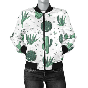 Cactus Pattern Women Bomber Jacket