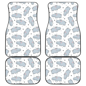 Hippopotamus Pattern Print Design 01 Front and Back Car Mats