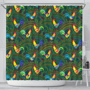 Rooster Chicken Pattern Theme Shower Curtain Fulfilled In US
