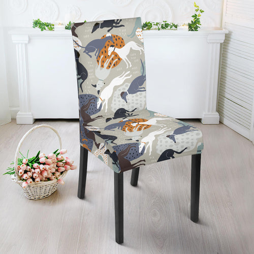 Greyhound Pattern Print Design 04 Dining Chair Slipcover