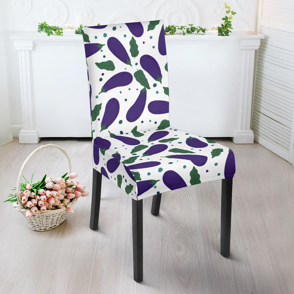 Eggplant Pattern Print Design 05 Dining Chair Slipcover