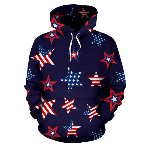 USA Star Pattern Theme Men Women Pullover Hoodie