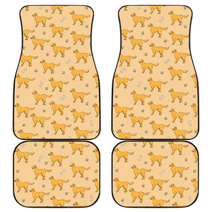 Golden Retriever Pattern Print Design 04 Front and Back Car Mats