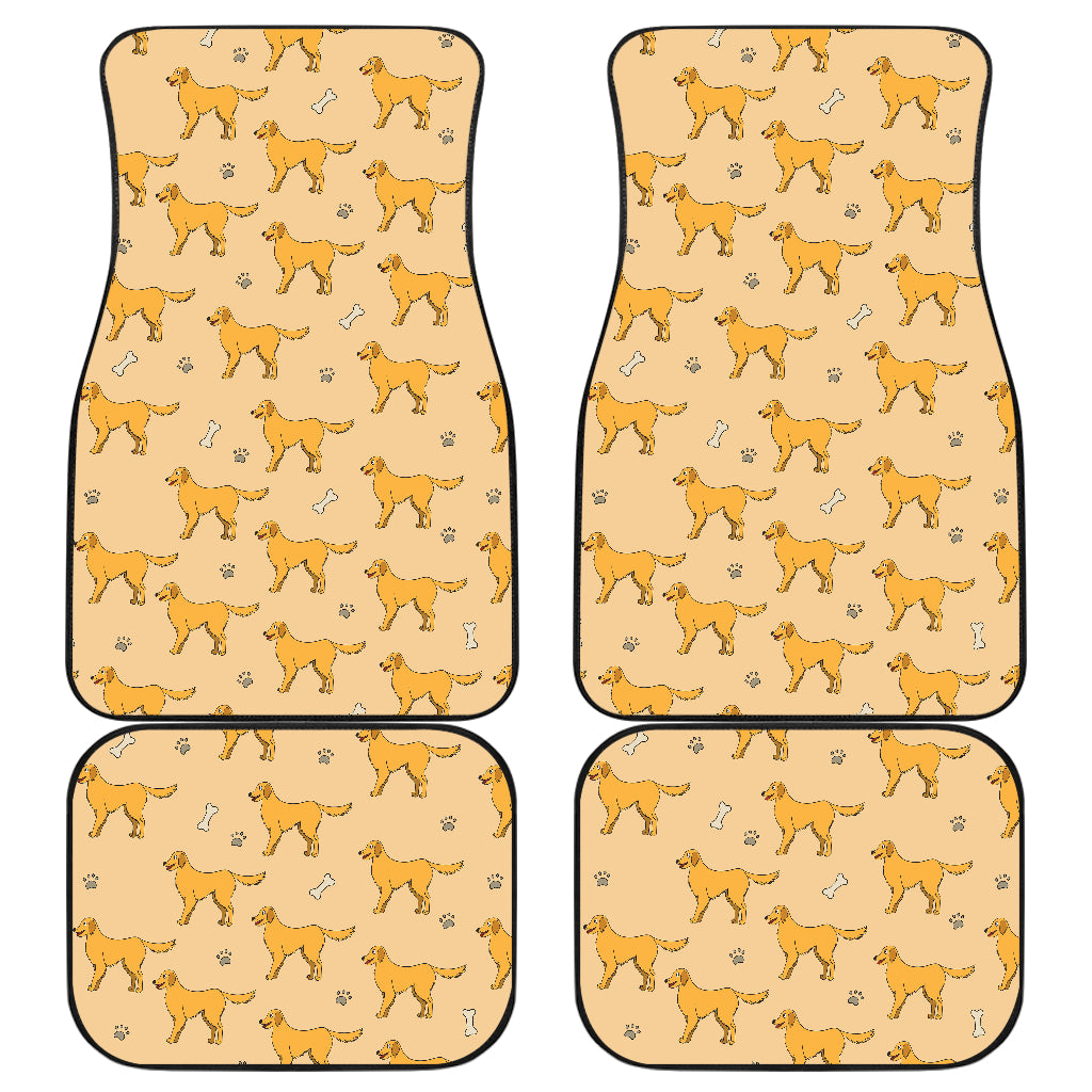 Golden Retriever Pattern Print Design 04 Front and Back Car Mats