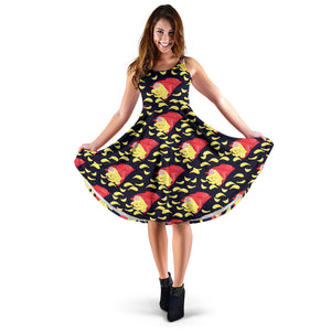 Potato Chips Pattern Print Design 05 Sleeveless Midi Dress