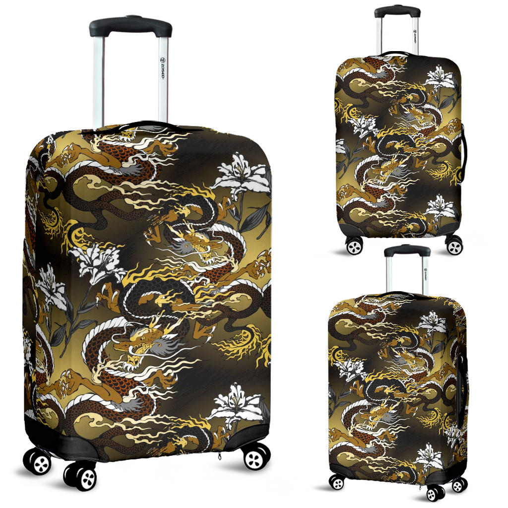 Gold Dragon Pattern Luggage Covers